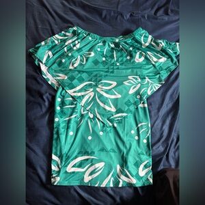 Women's Teal Off-Shoulder Floral Dress
